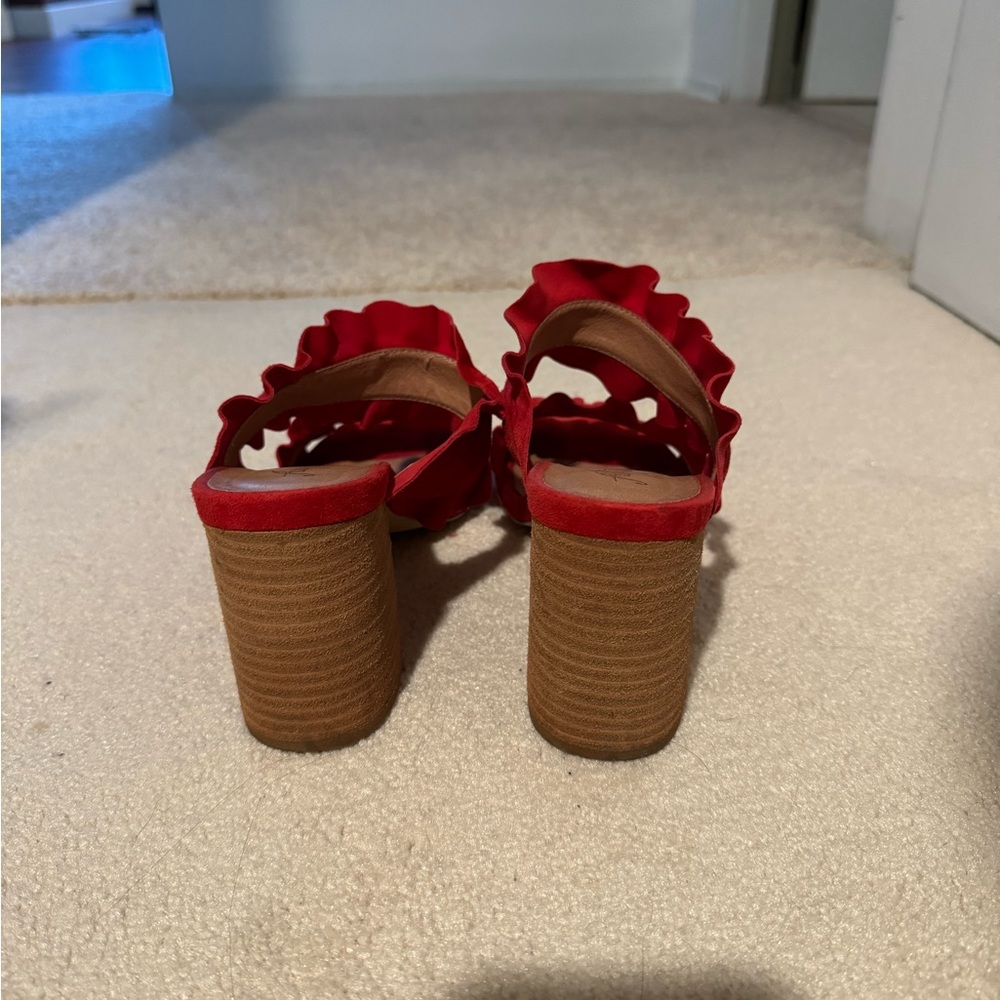 Free People Red Ruffle Heels - Picture 3 of 5